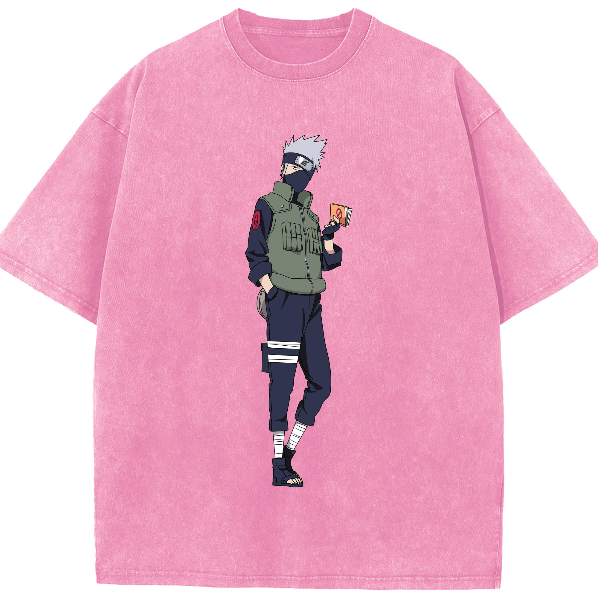 （画像用） NARUTO -ナルト- はたけ カカシ Hatake Kakashi 綿100% ヴィンテージ風 半袖Tシャツ（フロントプリント）